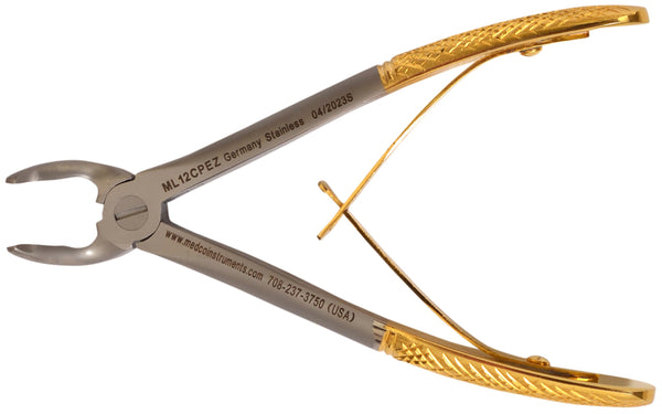 VeterinaryDentalInstrumentsSmallAnimalLowerExtractionForceps_SerratedBeaks_GoldHandles