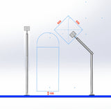 iM3 professional dental unit Tara Arm dimensions and workspace coverage diagram for veterinary dental setup