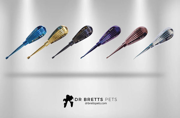 Veterinary Dental Instruments Color Coded Winged Luxator Elevator Set - Short Handle
